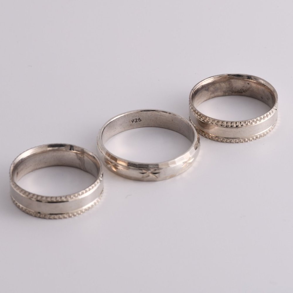 3 Sterling Silver Rings - (A196)